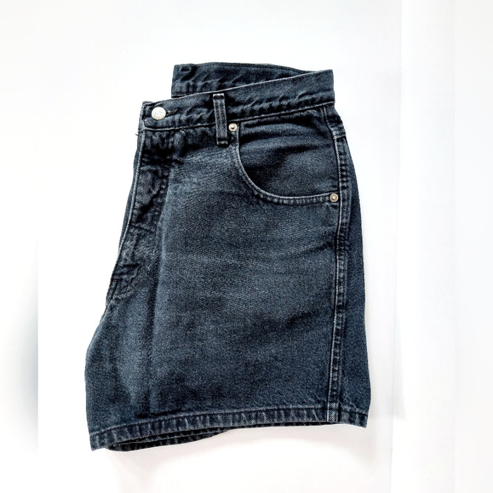 High Waisted Black Denim Shorts size 11/12 Nuovo "Mom Shorts" 100% cotton 90s y2